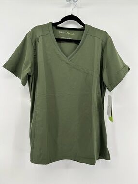 Karisma  Olive Green V-Neck Scrub Top